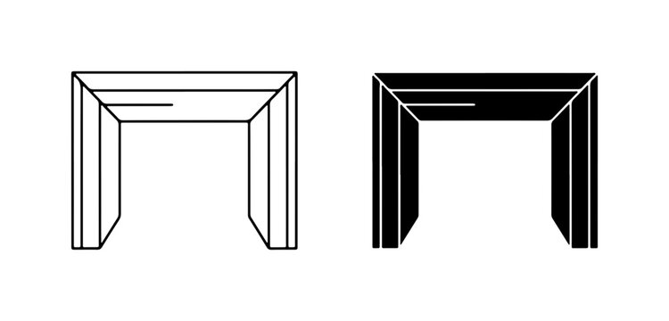 Archway Vector Icons, Outline and Solid Black, Architectural Entrance Symbol