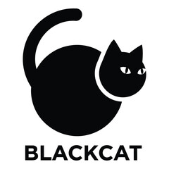 Black cat logo icon with minimalist circular shape design © Lenora