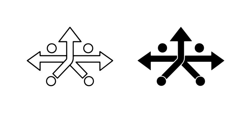 Directional Arrows, Convergence, Divergence, Strategy, Flow, Data Paths, Vector Icons