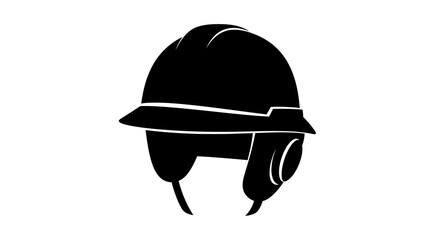 Fototapeta premium Construction helmet with ear defenders black silhouette