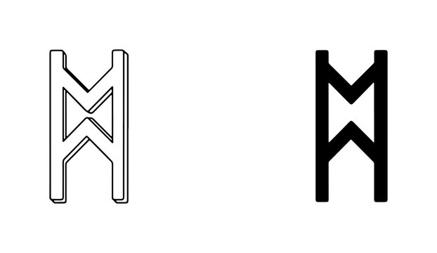 Ancient Rune Symbol, Viking Alphabet Letter, Norse Mythology Icon, Elder Futhark Character