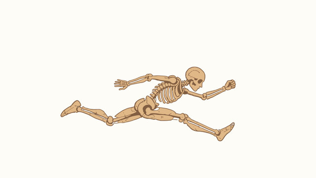 Dynamic Running Skeleton Pose with Anatomical Detail on Clean Background
