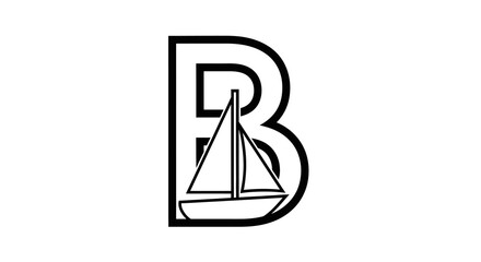 Sailing boat shaped as letter b black silhouette © MDHANZALA