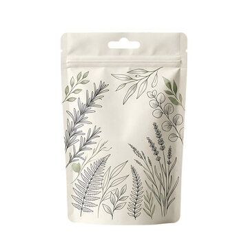Small paper pouch bag with floral pattern for organic food packaging