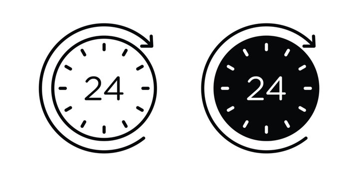 Time twenty four icon flat pictograms pack