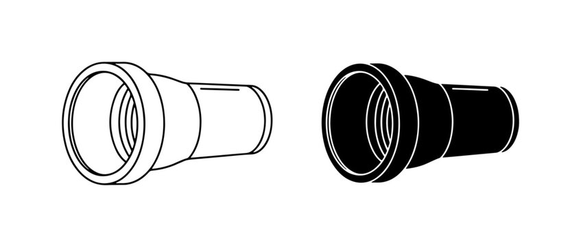 Plumbing Pipe Fitting Icons, Sewer Drain Connector Vector Graphics, Construction Component Symbols