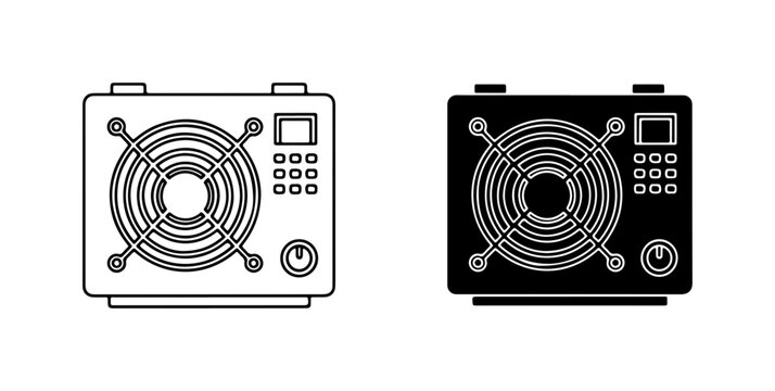 Computer Power Supply Unit Icons, Vector Graphics for PC Hardware and Electronics