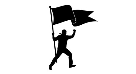 Running person with flag black silhouette figure © MDHANZALA