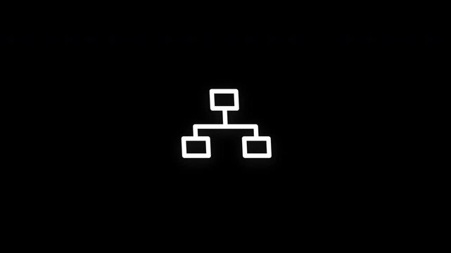 Premium organization chart line icon animation with smooth reveal and seamless loop. Ideal for management, corporate structure, leadership, and business projects.