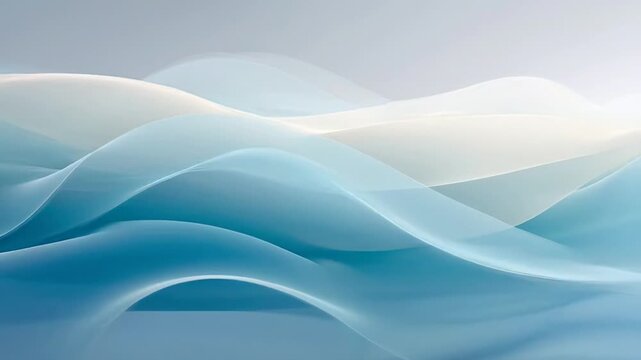 Mesmerizing flowing silk waves in ethereal blue and white motion