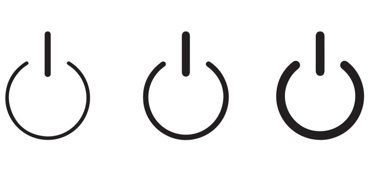 Power Button On Off Symbol Icon in Minimal Line Style vector illustrator eps10