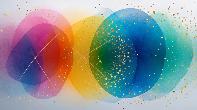 Vibrant abstract shapes transition with dynamic particle movement