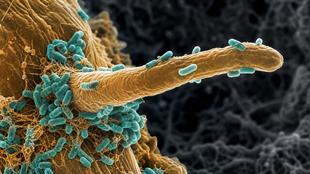 Nitrogen Fixing Bacteria Colonizing Legume Root Hair Microscopic View