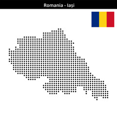 Fototapeta premium Map of Romania region Iași in medium size dots