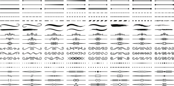 Collection of decorative text dividers and artistic page breaks for elegant document design and professional typography layouts