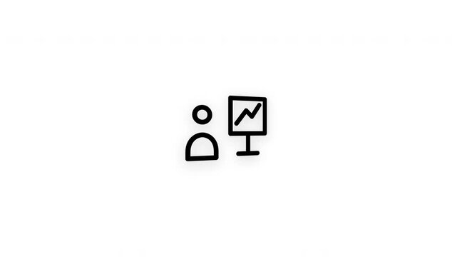 Premium training development line icon animation with smooth reveal and seamless loop. Ideal for employee learning, professional growth, education, and workforce development.