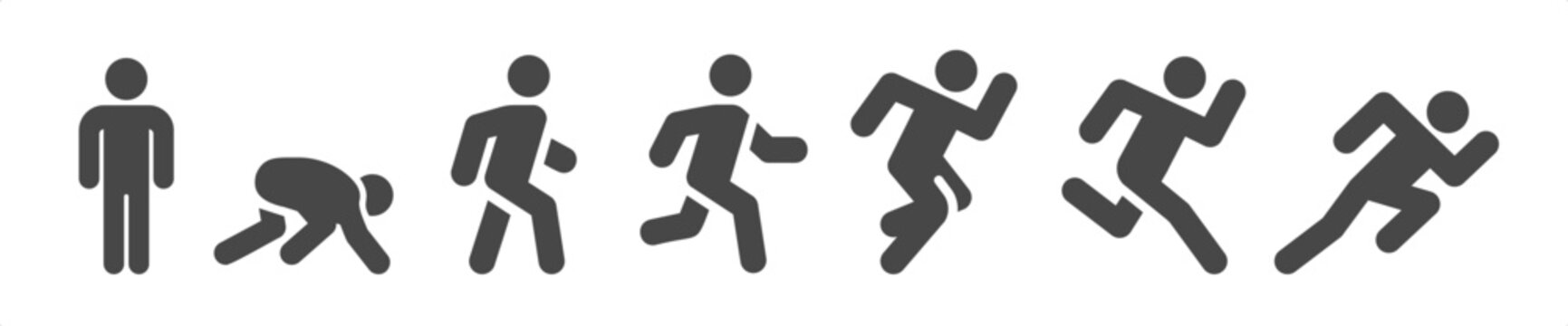 Run actions icon set. It includes running, runner, jogging, marathon, trail running and more icons.