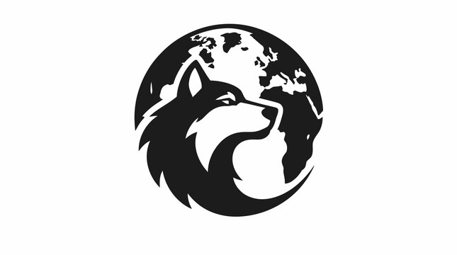 Black and white wolf head logo design.