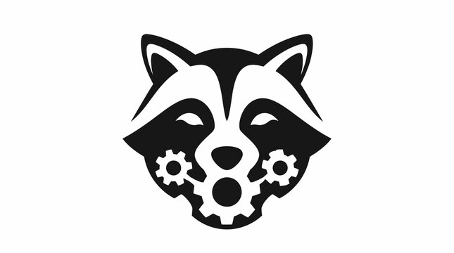 Mechanical raccoon head with gears design.