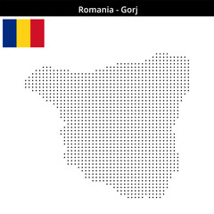 Fototapeta premium Map of Romania region Gorj in small size square dots