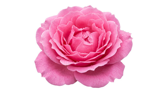 Vibrant pink rose flower head, blooming english rose with soft petals, romantic floral element for wedding invitations and beauty branding isolated PNG with Transparent Background
