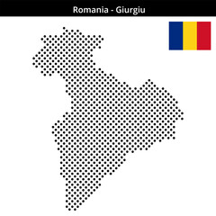 Obraz premium Map of Romania region Giurgiu in medium sized cross shaped dots