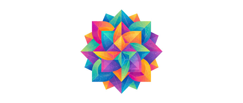 Colorful geometric crystal starburst pattern