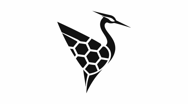 Abstract bird silhouette with geometric pattern design.