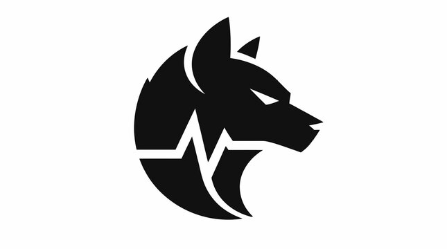 Black and white wolf head logo design.