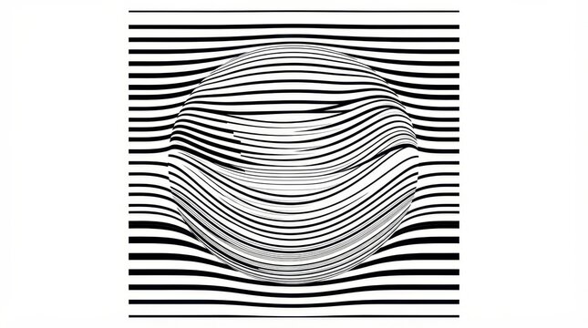 Abstract optical illusion with black and white wavy lines