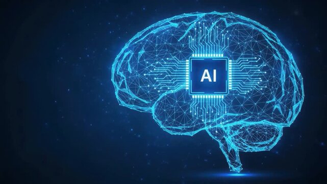 Ai holographic brain with neural network visualization artificial intelligence hologram