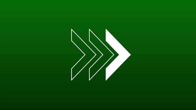 Abstract with triple white arrow heads on green background