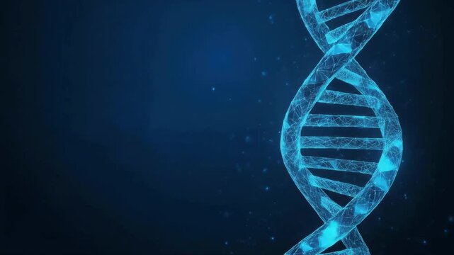 Blue glowing dna double helix spiral animation