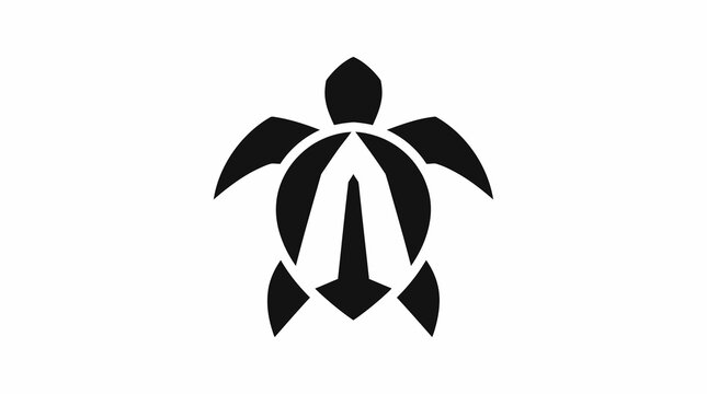 Black Silhouette Of A Sea Turtle Icon Design.
