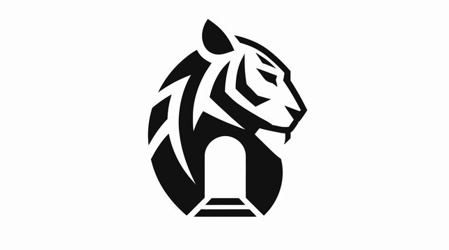 Black and white tiger head logo design.