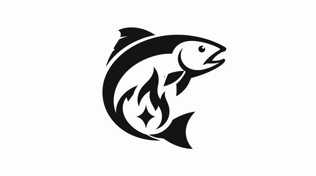 Black and white fish logo design illustration.