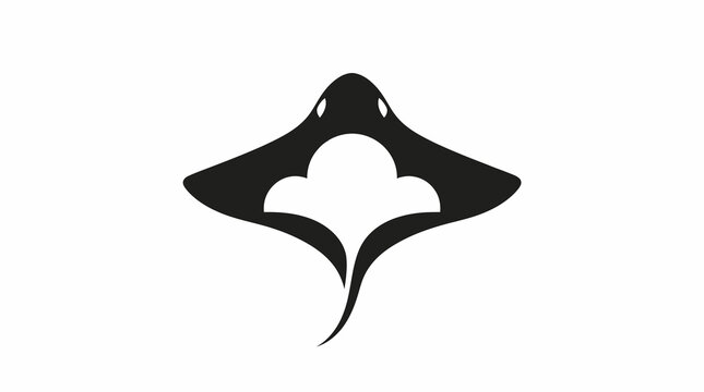 Black and white manta ray silhouette logo design.