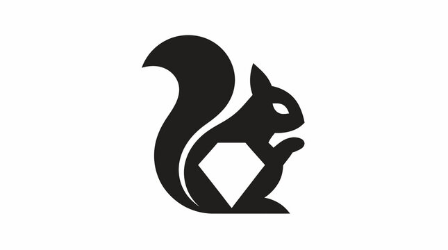 Black silhouette of a sitting squirrel illustration.