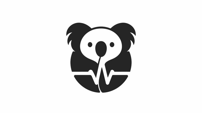 Black and white koala bear logo design.