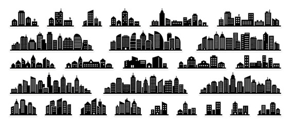 Obraz premium Modern City Skyline Silhouettes Collection