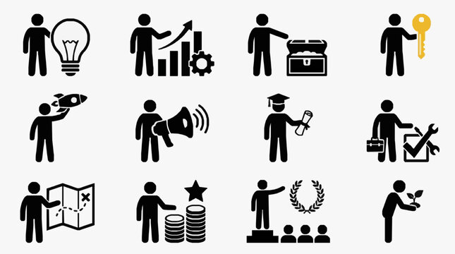 Symbolic Icons of Motivation and Achievement.