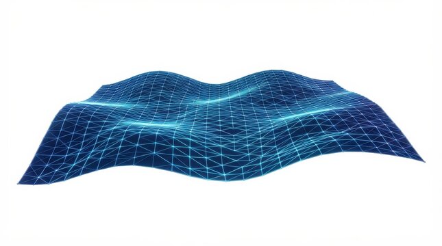 Abstract blue digital wave wireframe mesh
