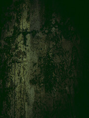 Fototapeta premium Dark Green Grungy Wall Texture with Moss and Weathered Stains, Abstract Background