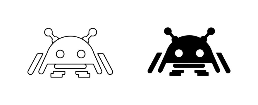 Retro Alien Invader Icons, Space Game Character Vector Art, Vintage Sci-Fi Symbols