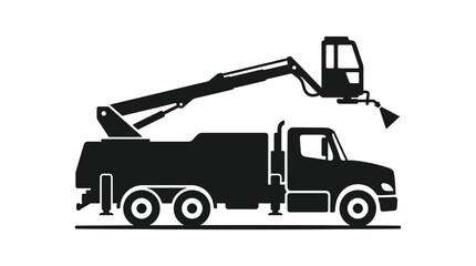 Concrete pump truck silhouette against a white background © TaskinRahman