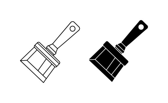 Paint Brush Icon Set, Black and White Tools for Design, Simple Vector Art for DIY Projects