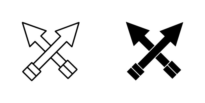 Crossed Arrows Icon Set, Simple Vector Symbols for Direction, Target, Choice, Opposition