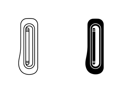 Fluorescent Light Bulb Icons, Simple Line Art and Solid Fill Vector Graphics for Lighting Concepts