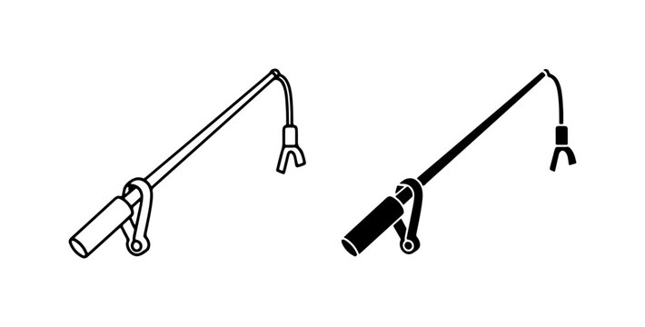 Fishing Rod Icons, Simple Line Art and Silhouette Vector Graphics for Angling and Outdoor Recreation