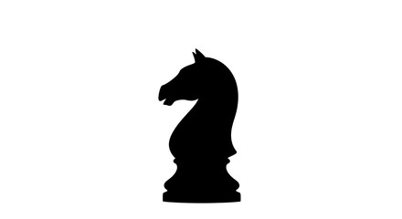Fototapeta premium Chess knight silhouette against a white background a stark black shape